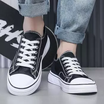 Новые мужские классические модные низкие дышащие парусиновые туфли для скейтбординга, студенческие повседневные трендовые удобные кроссовки на мягкой подошве 39 чёрный