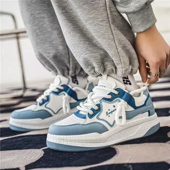 Новые мужские классические модные низкие кеды на толстой подошве для скейтбординга, дышащая обувь для студентов, трендовые удобные кроссовки на мягкой подошве для мальчиков и девочек 39 белый/синий