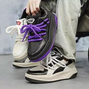 Новые мужские классические модные низкие кроссовки для скейтбординга на толстой подошве, удобные кроссовки для баскетбола на мягкой подошве 39 чёрный/белый