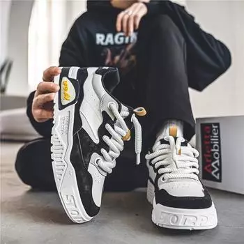 Новые мужские классические модные низкие кроссовки для скейтбординга на толстой подошве, удобные кроссовки для баскетбола на мягкой подошве 39 коричневый/белый