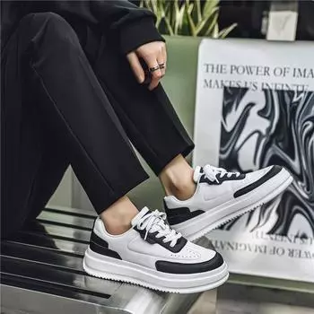 Новые мужские классические модные низкие кроссовки для скейтбординга на толстой подошве, удобные кроссовки для баскетбола на мягкой подошве 39 белый/чёрный