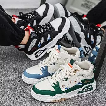 Новые мужские классические модные высокие кроссовки для скейтбординга, удобные, для студентов, мальчиков, мужские, дышащие, трендовые, повседневные, с мягкой подошвой 39 зелёный/белый