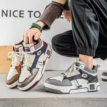 Новые мужские классические модные высокие кроссовки для скейтбординга, удобные, для студентов, мальчиков, мужские, дышащие, трендовые, повседневные, с мягкой подошвой 39 зелёный/белый