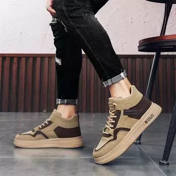 Новые мужские классические модные высокие кроссовки для скейтбординга, удобные, для студентов, мальчиков, мужские, дышащие, трендовые, повседневные, с мягкой подошвой 39 чёрный