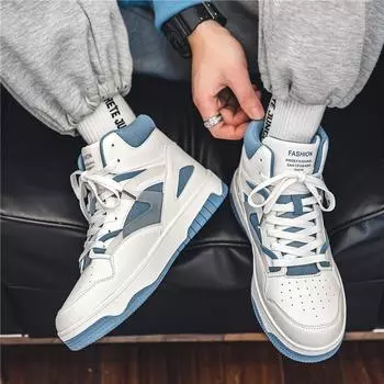 Новые мужские классические модные высокие толстые подошвы для скейтбординга удобные мягкие баскетбольные кроссовки 39 серый/белый