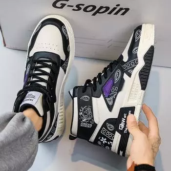 Новые мужские классические модные высокие толстые подошвы для скейтбординга удобные мягкие баскетбольные кроссовки 39 синий/белый