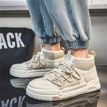 Новые мужские классические модные высокие толстые подошвы для скейтбординга удобные мягкие баскетбольные кроссовки 39 бежевый