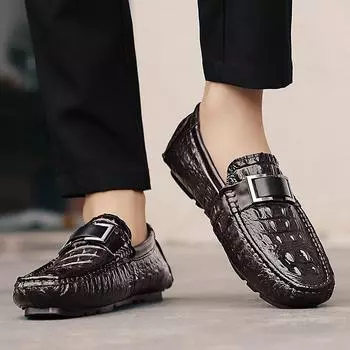 Новые мужские классические оксфорды на плоской подошве, деловая повседневная кожаная обувь, лоферы, свадебные туфли, мокасины в итальянском стиле, обувь для вождения 38 коричневый