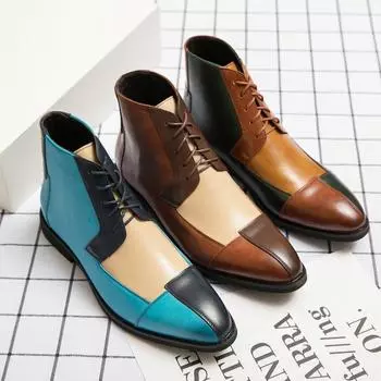 Новые мужские классические оксфорды с высоким берцем, повседневная кожаная обувь, свадебные туфли для вождения, мокасины в итальянском стиле 38