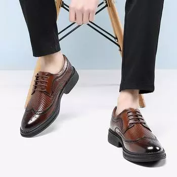 Новые мужские классические ретро туфли-броги с выемками, мужские кожаные туфли на шнуровке, деловые, формальные, офисные, на плоской подошве, мужские туфли-оксфорды для свадебной вечеринки 38 чёрный
