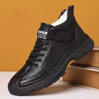 Новые мужские кожаные ботильоны, осенняя мода, повседневная кожаная обувь, классные зимние плюшевые ботинки для отдыха на открытом воздухе 38