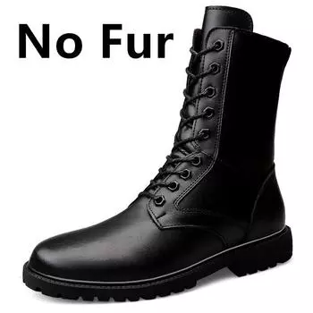 Новые мужские кожаные ботинки, настоящие зимние длинные мужские ботинки, повседневные панковские мотоциклетные ботинки с боковой молнией, черные однотонные ботинки 36