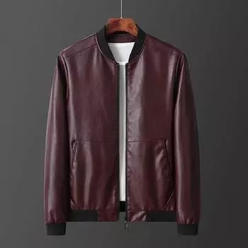 Новые мужские кожаные куртки, популярные осенние новые мужские красивые кожаные куртки, тонкие и модные осенние пальто в корейском стиле. M