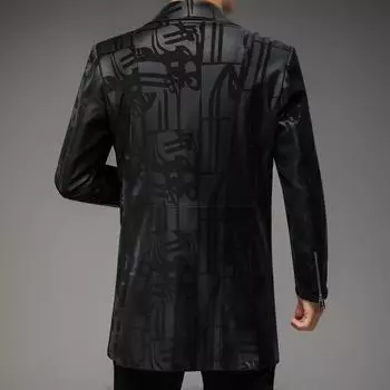 Новые мужские кожаные куртки с узорами, модные тенденции для среднего и молодого возраста, осенние и зимние кожаные куртки высокого класса, кожаные ветровки средней длины 170