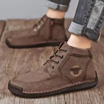 Новые мужские кожаные повседневные туфли на плоской подошве, хит продаж, модные мужские туфли, удобные туфли для вождения, большой размер 38-48 38 чёрный