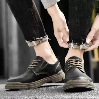 Новые мужские кожаные туфли для активного отдыха, походов и отдыха, модные, удобные, нескользящие, износостойкие и универсальные оксфорды 38 чёрный