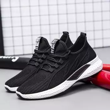 Новые мужские кроссовки 2024 года, дышащая спортивная обувь для активного отдыха, легкие кроссовки для мужчин, удобная спортивная обувь для тренировок 39 чёрный