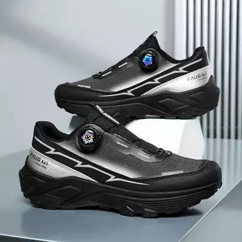 Новые мужские кроссовки для активного отдыха, сетчатые, дышащие, вращающиеся кнопки, походная обувь, мужская удобная резиновая подошва, нескользящая обувь для ходьбы 39 белый