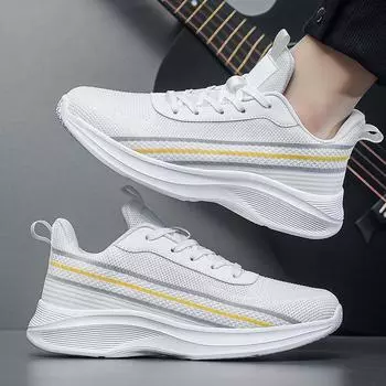 Новые мужские кроссовки для бега Breath Classic Outdoor Sneakers Light Comfort Mesh Shoes со шнуровкой и плоской подошвой Casual Shoes Large Size 39-50 EU39 чёрный