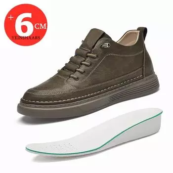 Новые мужские кроссовки для увеличения роста 6 см, повседневные мужские кроссовки для увеличения роста из натуральной коровьей кожи, дизайнерская обувь для отдыха, увеличивающая рост, высокие туфли 37
