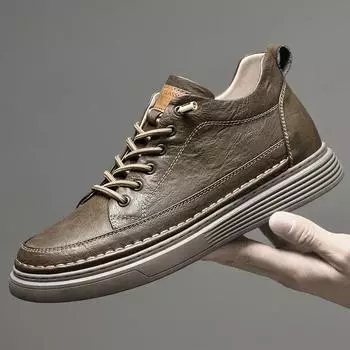 Новые мужские кроссовки из натуральной кожи повседневная обувь модная дизайнерская офисная обувь удобная для ходьбы Sapato Masculino Zapatillas Hombre 36 бежевый