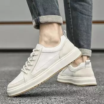 Новые мужские кроссовки из натуральной кожи, повседневная обувь для активного отдыха, модные белые туфли на шнуровке для мужчин, прогулочная обувь для тенниса, мужские спортивные туфли 38 бежевый