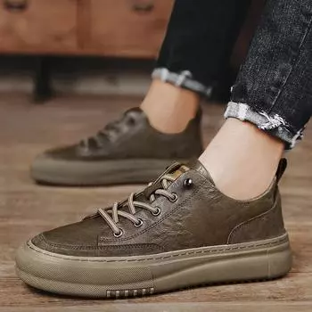 Новые мужские кроссовки из высококачественной кожи, повседневная обувь на шнуровке, Tenis Masculino, мужская повседневная обувь ручной работы, дышащие мокасины для ходьбы 39 чёрный