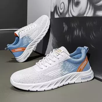 Новые мужские кроссовки летние сетчатые повседневные беговые на шнуровке с мягкой подошвой теннисные мужские дышащие модные спортивные туфли Zapatillas Hombre 39 синий