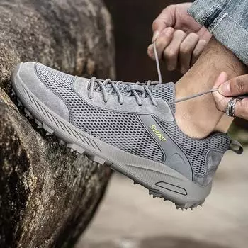 Новые мужские кроссовки мужские дышащие сетчатые нескользящие походные туфли мужская обувь кроссовки для бега по пересеченной местности трендовые мужские теннисные кроссовки 39 бежевый