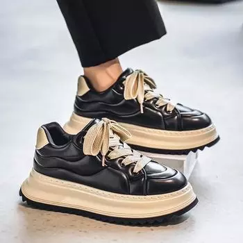 Новые мужские кроссовки на низком каблуке, толстая подошва, студенческая повседневная обувь, модные мужские кроссовки из искусственной кожи, обувь для скейтборда, четыре сезона 39 белый