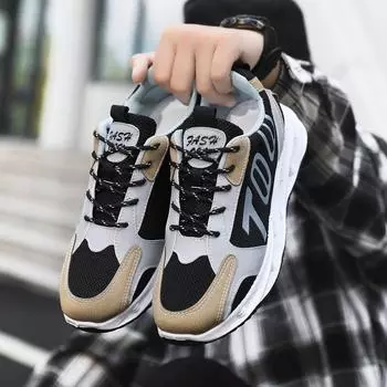 Новые мужские кроссовки на шнуровке, дышащие, мужские кроссовки на платформе для пап, модная корейская версия спортивной обуви 39 черный серый