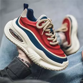 Новые мужские кроссовки на толстой подошве, повседневная спортивная обувь, уличные тренды, увеличивающие рост, туфли на платформе 39 бежевый