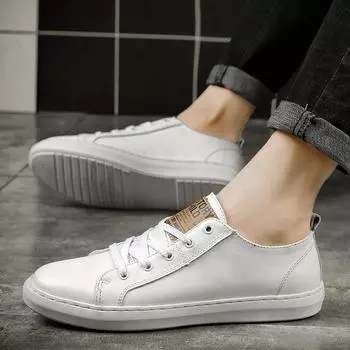 Новые мужские кроссовки с мягкой подошвой, повседневная кожаная обувь для отдыха на открытом воздухе, нескользящая мужская вулканизированная обувь, обувь ручной работы для отдыха и прогулок, кроссовки 38 белый