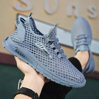 Новые мужские кроссовки с полой сеткой, модная повседневная мужская обувь 39 чёрный