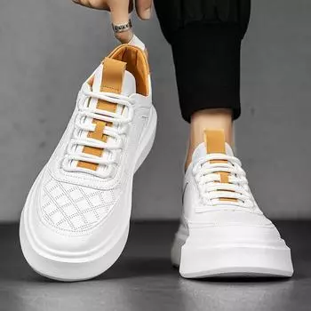 Новые мужские кроссовки, удобная кожаная повседневная обувь, легкая дышащая мягкая подошва, спортивная обувь для ходьбы, дизайнерская обувь белого цвета для активного отдыха 39