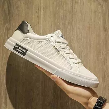 Новые мужские кроссовки, удобная повседневная обувь для мужчин, дышащая обувь на шнуровке для ходьбы, тенниса, скейтборда, спортивная обувь 2024 39 чёрный