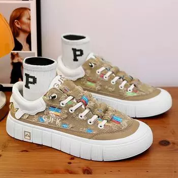 Новые Мужские Кроссовки Высокого Качества Износостойкие Теннисные Спортивные Туфли Дизайнерская Деловая Повседневная Обувь 2024 Удобная Мужская Обувь Холст Доска Мужские Туфли 38 белый