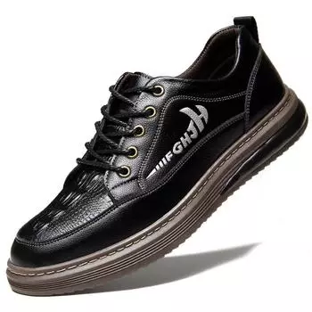 Новые мужские крутые кожаные туфли в деловом стиле, ботильоны с круглым носком, модельные офисные короткие ботинки, мужская нескользящая повседневная рабочая обувь, размер 44 чёрный