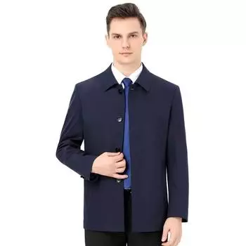 Новые мужские куртки из шелка тутового шелкопряда для кадровых работников среднего и пожилого возраста и отцов, деловые ветровки средней длины на весну и осень для мужчин 170