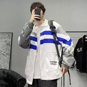 Новые мужские куртки на весну и осень, универсальные свободные топы с лацканами, повседневные молодежные мужские куртки в корейском стиле. M