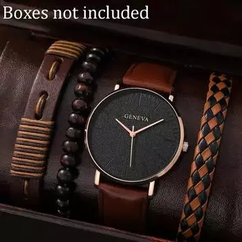 Новые мужские кварцевые часы браслет набор часов для мужчин деловой модный повседневный кожаный ремень браслет набор наручных часов