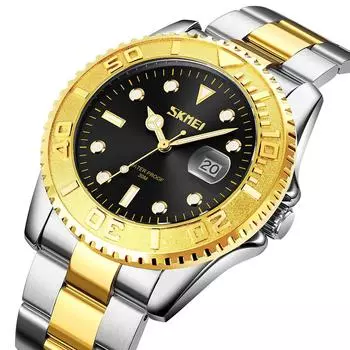 Новые мужские кварцевые часы класса люкс из нержавеющей стали водонепроницаемые светящиеся деловые мужские часы Relogio Masculino серебряный/зелёный