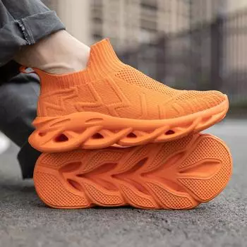 Новые мужские летающие тканые туфли, нескользящая дышащая повседневная обувь для бега на открытом воздухе 39 чёрный