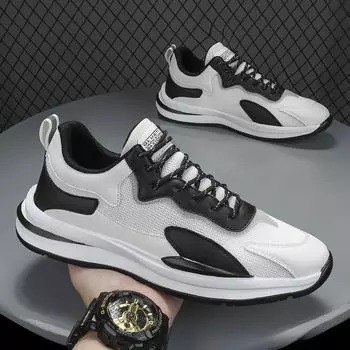 Новые мужские летние дышащие кроссовки для спорта и отдыха с увеличением высоты Size 44 чёрный