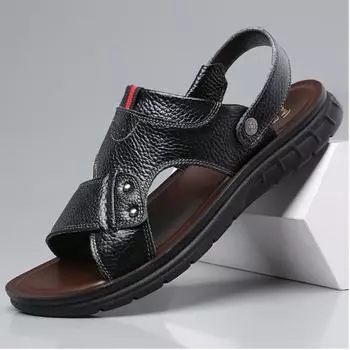 Новые мужские летние сандалии больших размеров, большая пляжная обувь, сандалии из мягкой кожи zapatos hombre zapatos hombre H169 36 чёрный