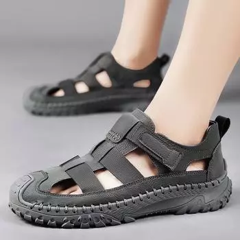 Новые мужские летние сандалии, модная повседневная обувь с мягкой подошвой, походная обувь на плоской подошве, прогулочные пляжные сандалии, мужские сандалии, прогулочные уличные сандалии 38