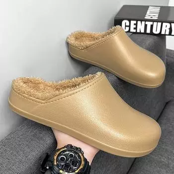 Новые мужские меховые рабочие ботинки для кухни, тапочки, садовая обувь, летние дышащие мюли, мужские нескользящие сабо унисекс, сандалии 36-37 хаки