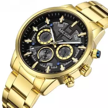 Новые мужские многофункциональные наручные часы с тремя циферблатами и шестью штифтами, светящиеся водонепроницаемые, с прочным стальным ремешком