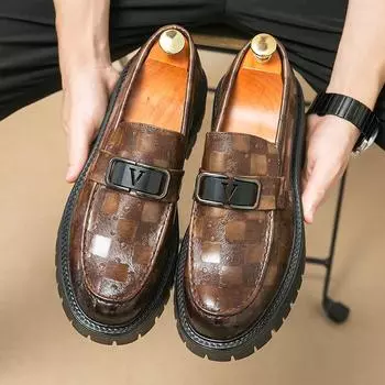Новые мужские модельные кожаные туфли, роскошные модные свадебные туфли для жениха, мужские кожаные туфли в английском стиле 38 коричневый