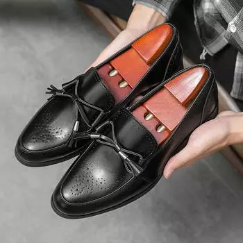 Новые мужские модельные кожаные туфли, роскошные модные свадебные туфли для жениха, мужские оксфорды в итальянском стиле, большие размеры 38-46 38 коричневый